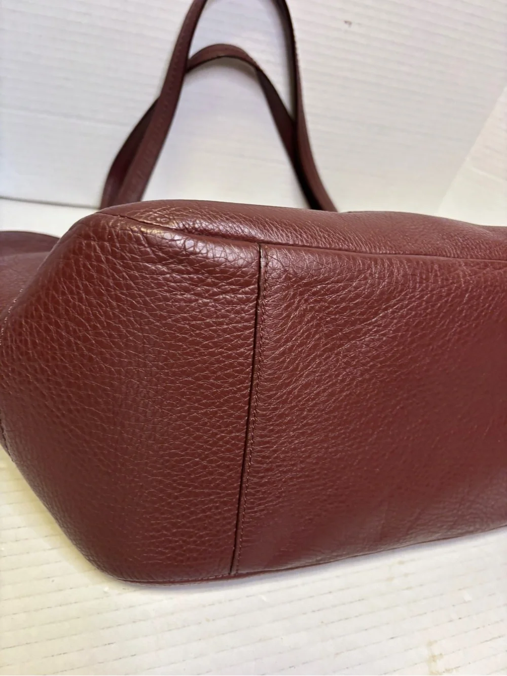 Coach Park Carrie Pebbled Leather Tote F23284 Brown Burgundy Hobo Bag